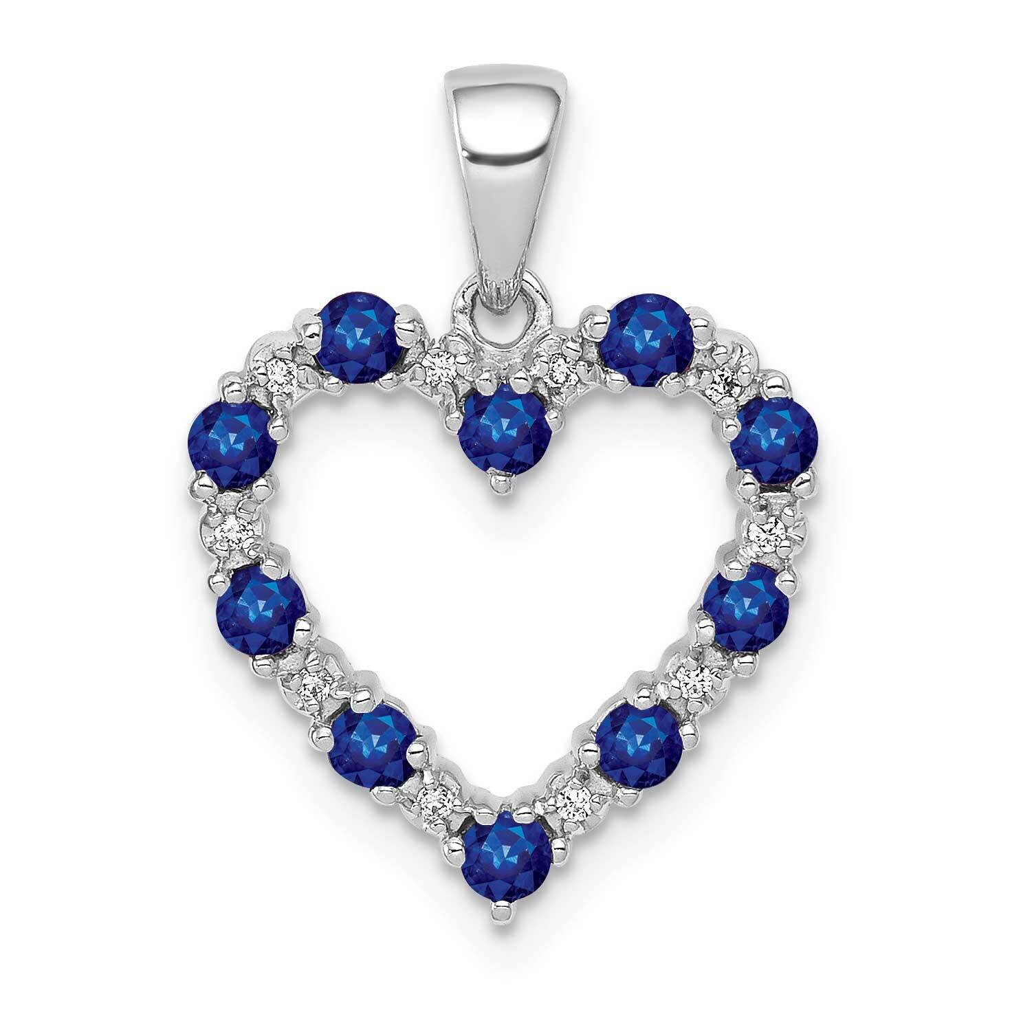 Diamond Sapphire Heart Pendant 10k White Gold PM5270-SA-003-1WA