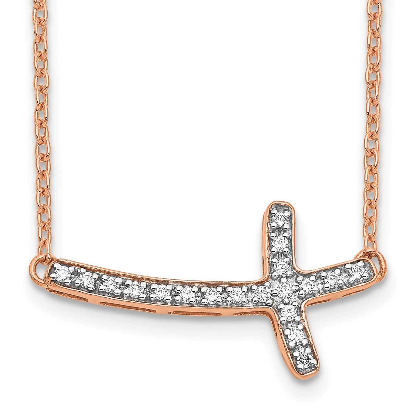 Diamond Sideways Cross 18 Inch Necklace 14k Rose Gold PM4691-010-RA, MPN: PM4691-010-RA,