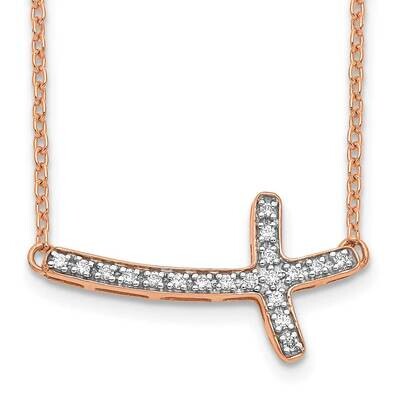 Diamond Sideways Cross 18 Inch Necklace 14k Rose Gold PM4691-010-RA, MPN: PM4691-010-RA,
