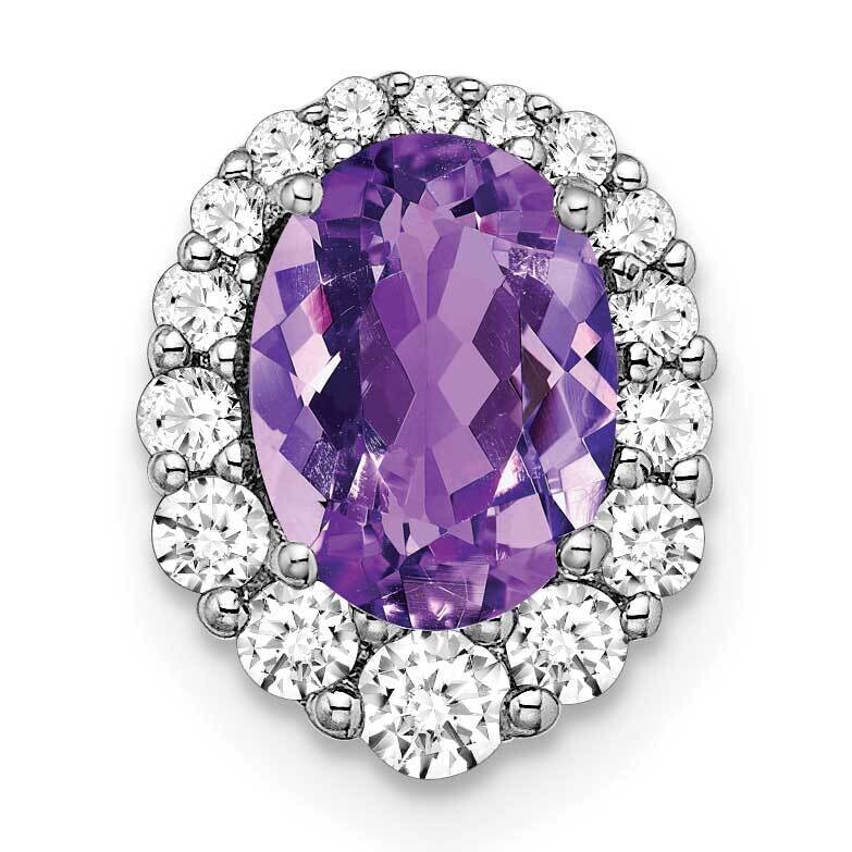 Oval Amethyst Diamond Halo Chain Slide 14k White Gold PM7050-AM-033-WA, MPN: PM7050-AM-033-WA,
