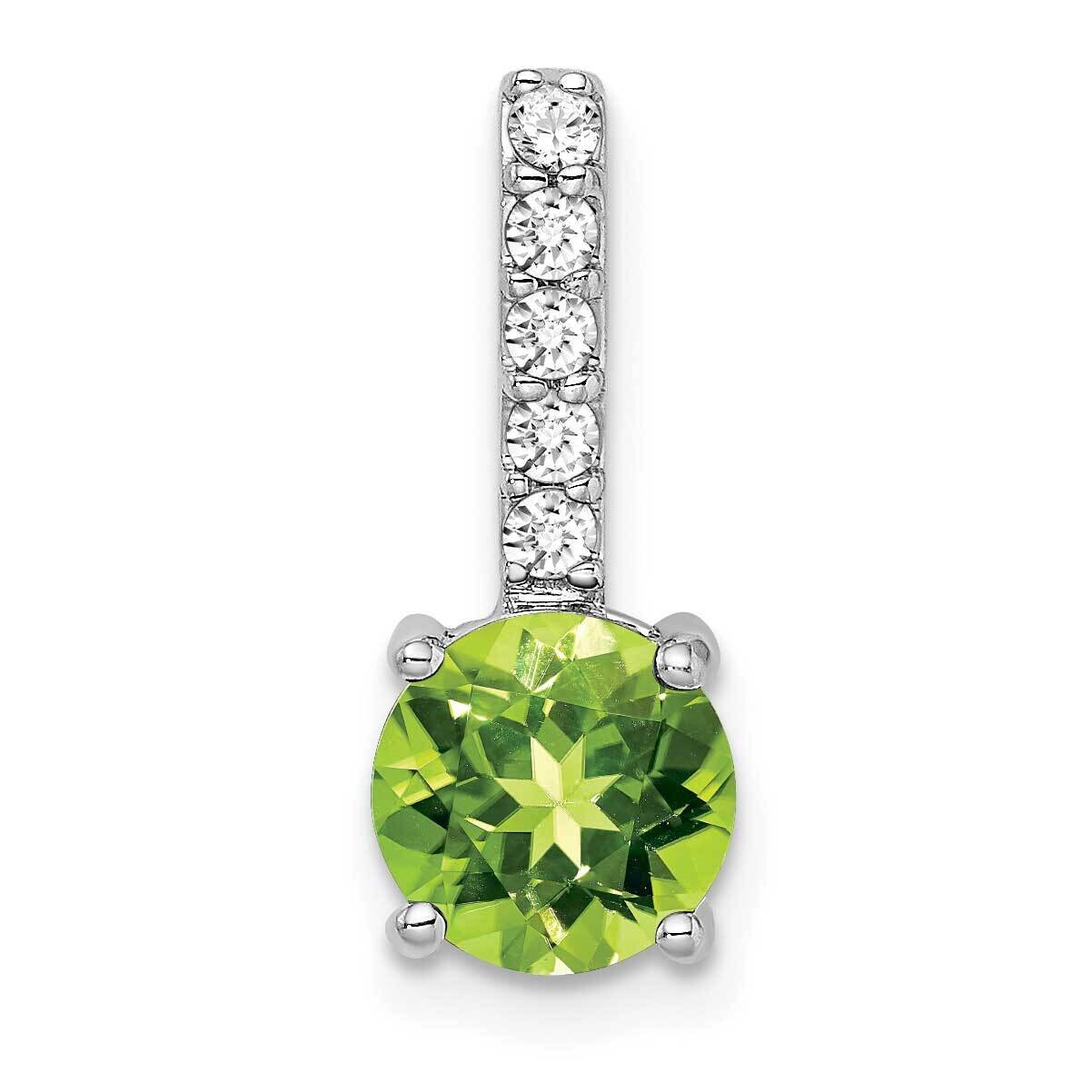 Round Peridot Diamond Pendant 14k White Gold PM7036-PE-013-WA, MPN: PM7036-PE-013-WA,