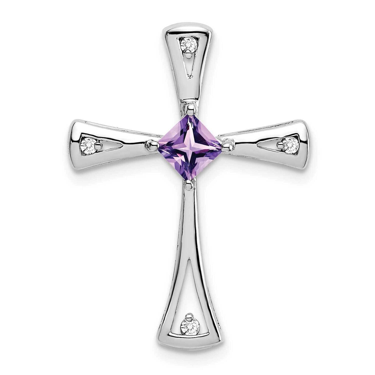 Amethyst Diamond Cross Pendant 10k White Gold PM7031-AM-005-1WA, MPN: PM7031-AM-005-1WA,