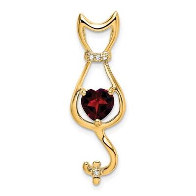 Garnet Diamond Cat Pendant 14k Gold PM7030-GA-002-YA, MPN: PM7030-GA-002-YA,