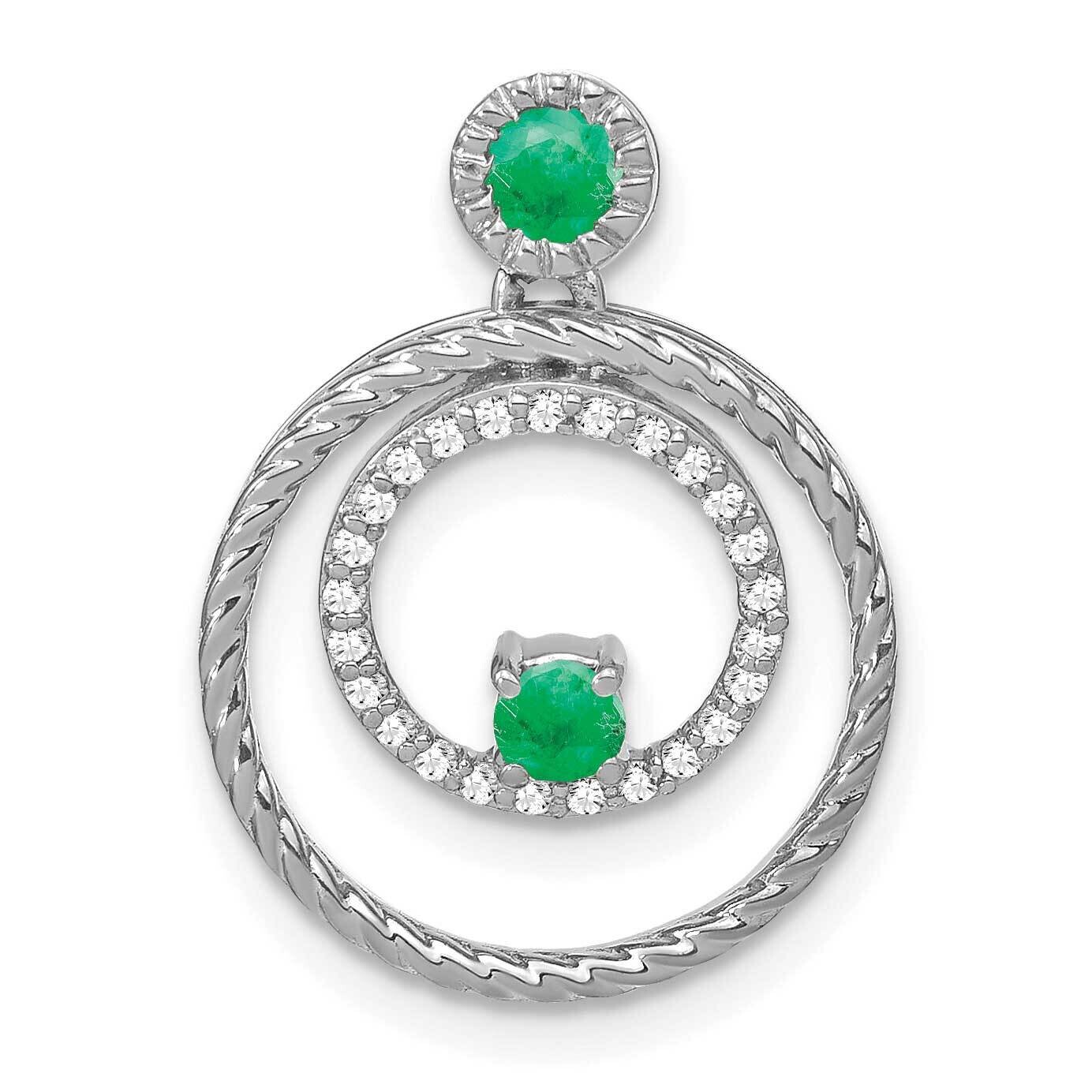 Emerald Diamond Circles Pendant 14k White Gold PM7209-EM-013-WA, MPN: PM7209-EM-013-WA,