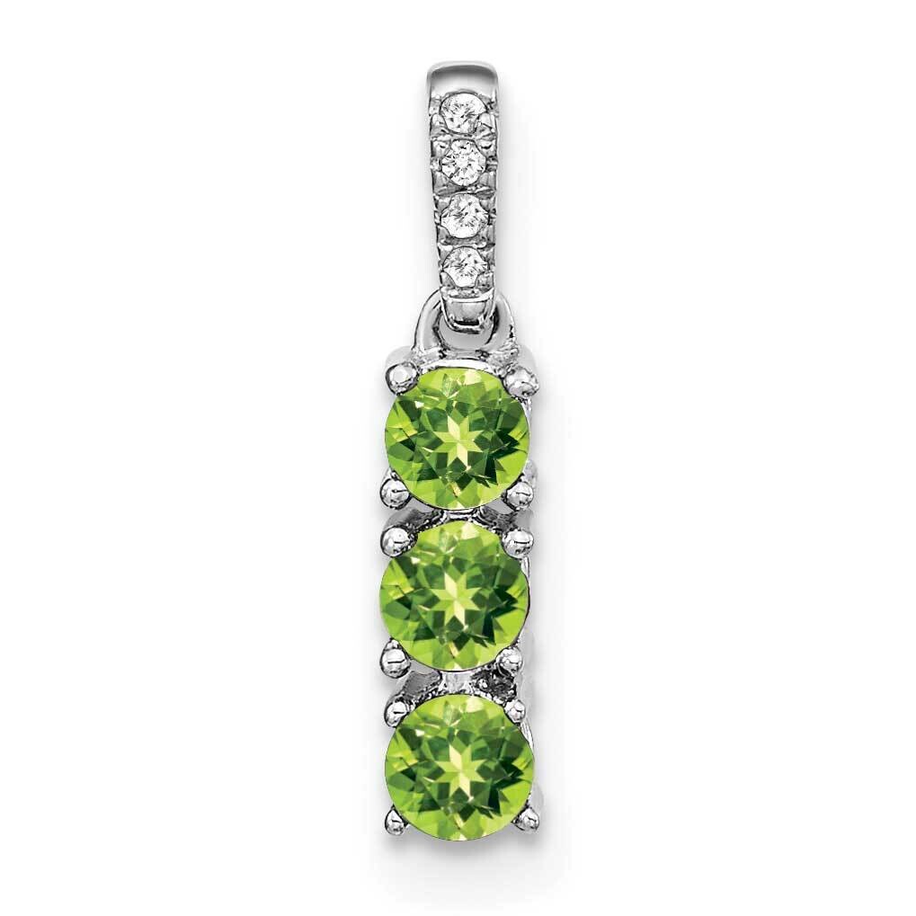 3-Stone Peridot Diamond Pendant 14k White Gold PM3585-PE-002-WA, MPN: PM3585-PE-002-WA,