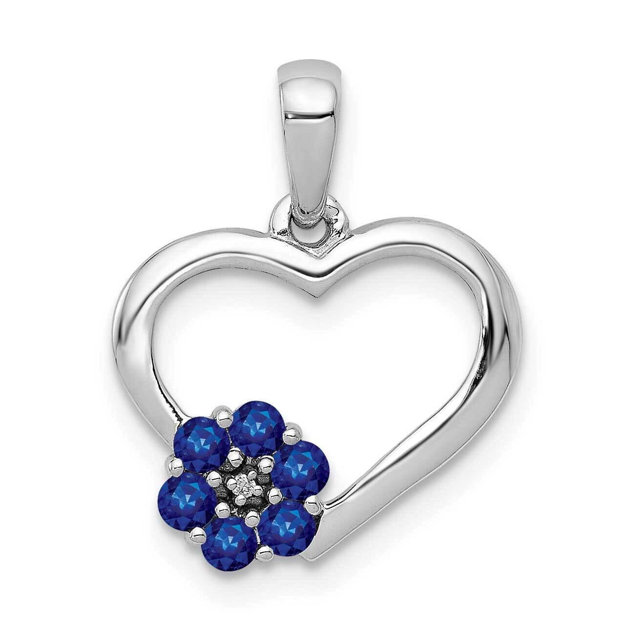 Diamond Sapphire Heart Flower Pendant 10k White Gold PM5271-SA-003-1WA, MPN: PM5271-SA-003-1WA,