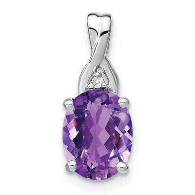Oval Amethyst Diamond Pendant 14k White Gold PM7075-AM-001-WA, MPN: PM7075-AM-001-WA,