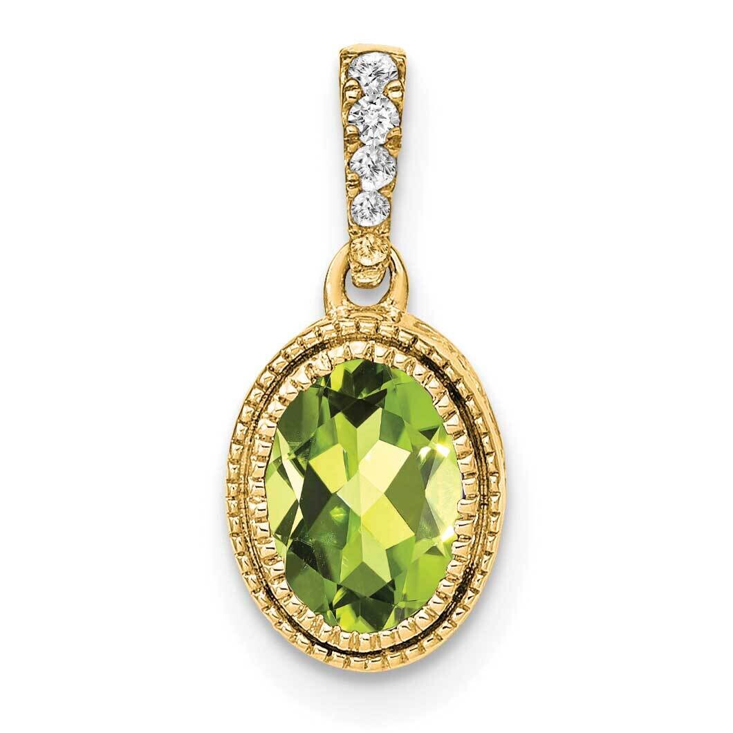 Oval Peridot Diamond Pendant 14k Gold PM7093-PE-020-YA, MPN: PM7093-PE-020-YA,