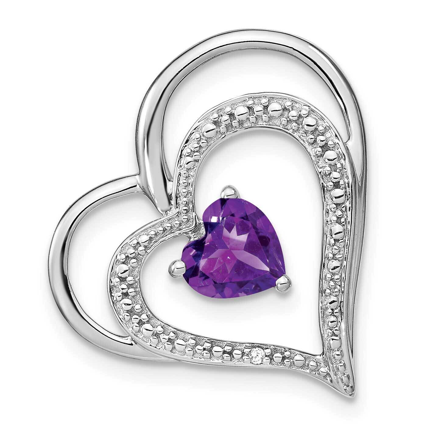 Amethyst Diamond Heart Chain Slide 14k White Gold PM7024-AM-001-WA, MPN: PM7024-AM-001-WA,
