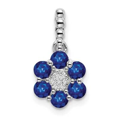 Sapphire Diamond Floral Pendant 14k White Gold PM7191-SA-003-WA, MPN: PM7191-SA-003-WA,