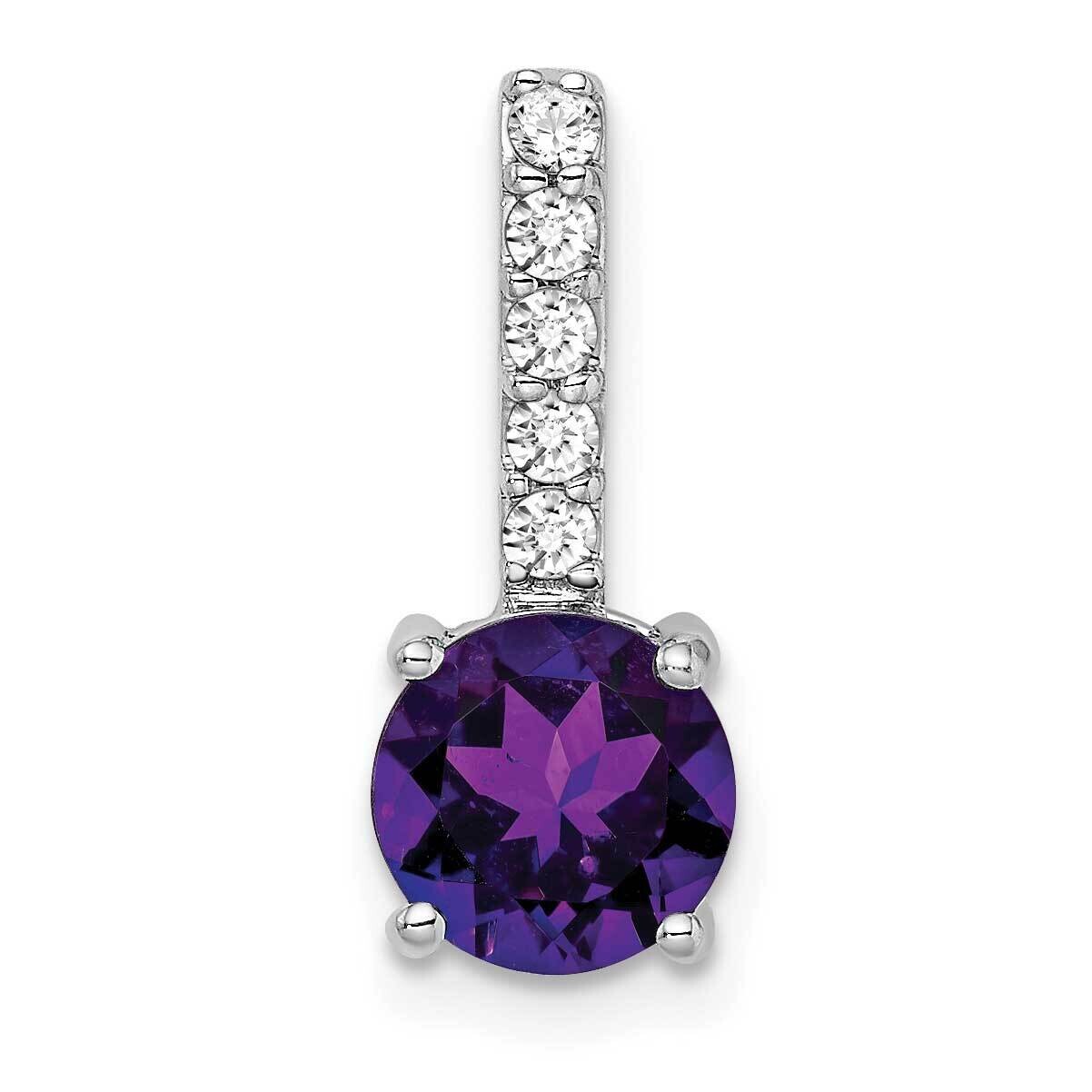 Round Amethyst Diamond Pendant 14k White Gold PM7036-AM-013-WA, MPN: PM7036-AM-013-WA,