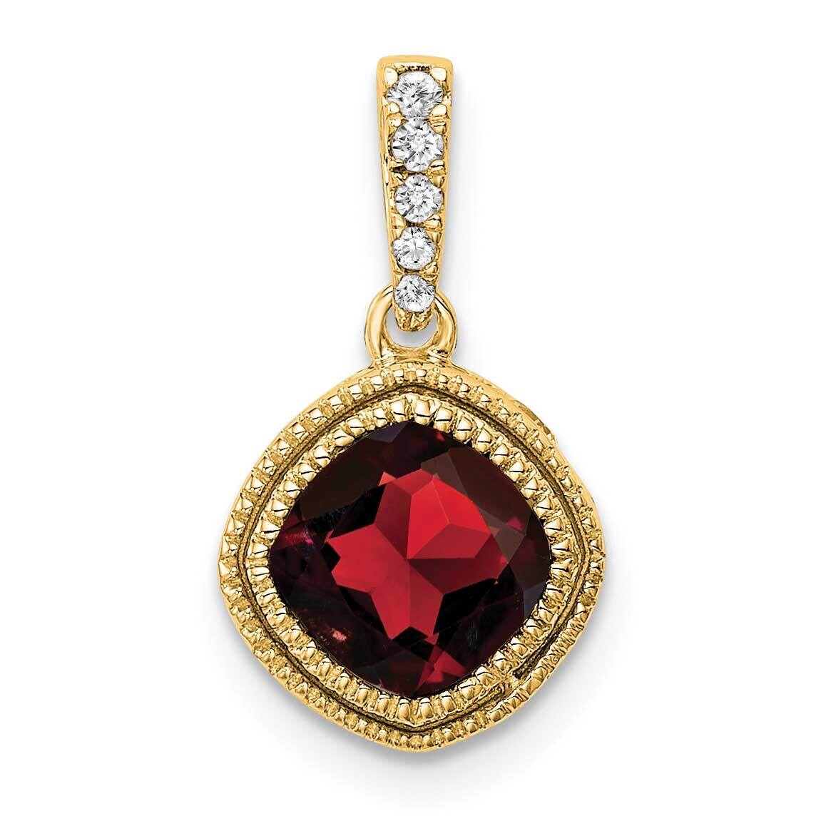 Cushion Garnet Diamond Pendant 14k Gold PM7092-GA-021-YA, MPN: PM7092-GA-021-YA,