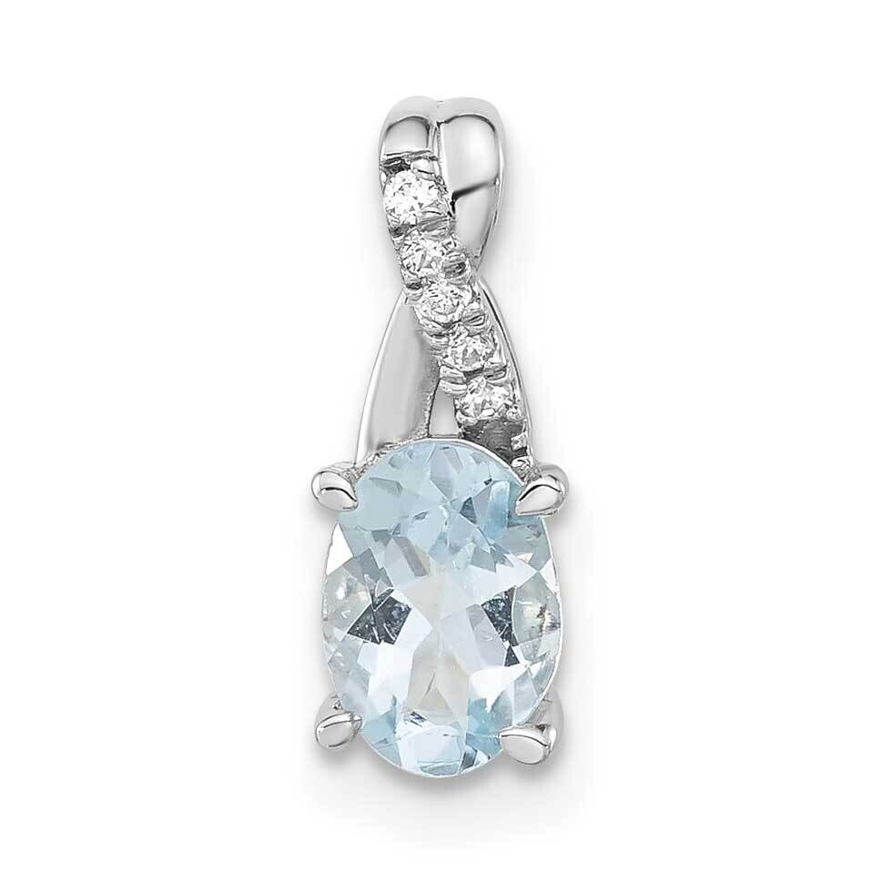 Oval Aquamarine Diamond Pendant 14k White Gold PM4235-AQ-003-WA, MPN: PM4235-AQ-003-WA,