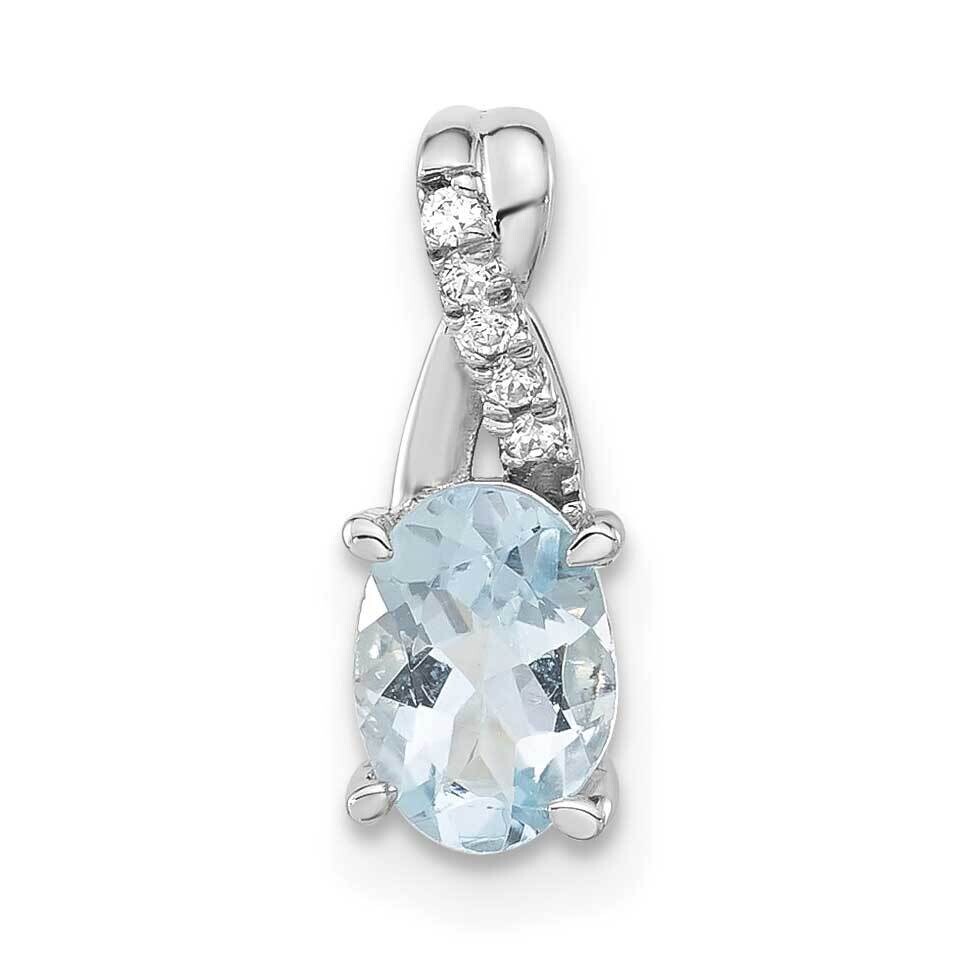 Oval Aquamarine Diamond Pendant 14k White Gold PM4235-AQ-003-WA