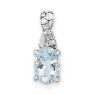 Oval Aquamarine Diamond Pendant 14k White Gold PM4235-AQ-003-WA, MPN: PM4235-AQ-003-WA,
