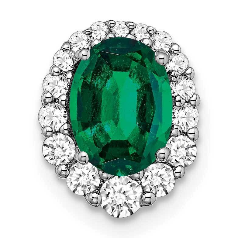 Diamond Created Emerald Halo Chain Slide 14k White Gold PM7050-CEM-033-WLG, MPN: PM7050-CEM-033-WLG…