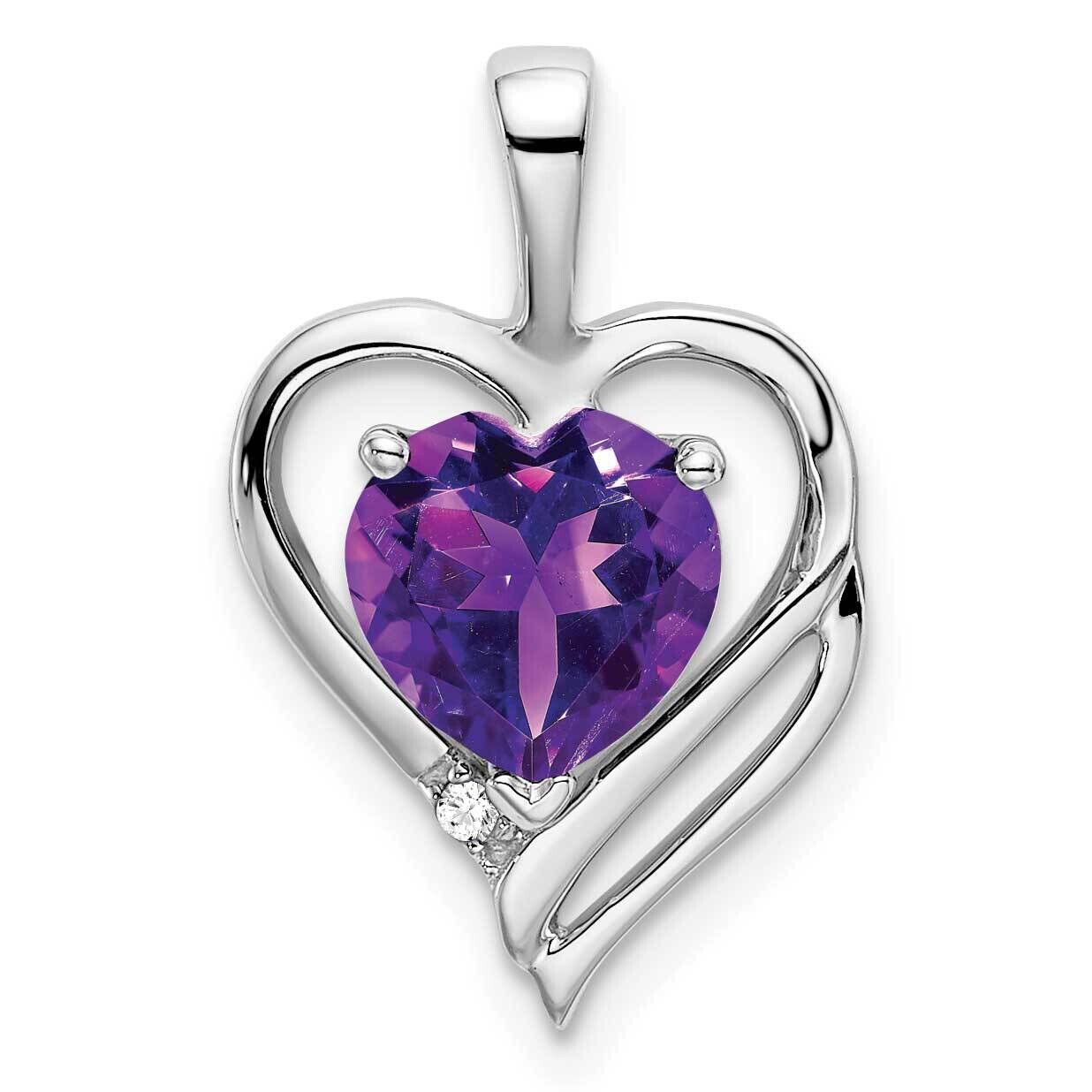 Amethyst Diamond Heart Pendant 14k White Gold PM7015-AM-001-WA, MPN: PM7015-AM-001-WA,