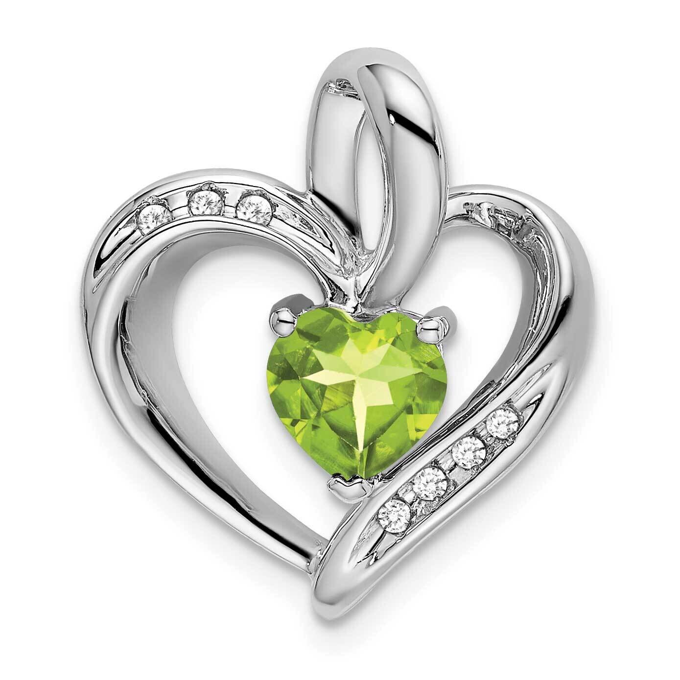 Peridot Diamond Heart Pendant 14k White Gold PM7004-PE-005-WA, MPN: PM7004-PE-005-WA,