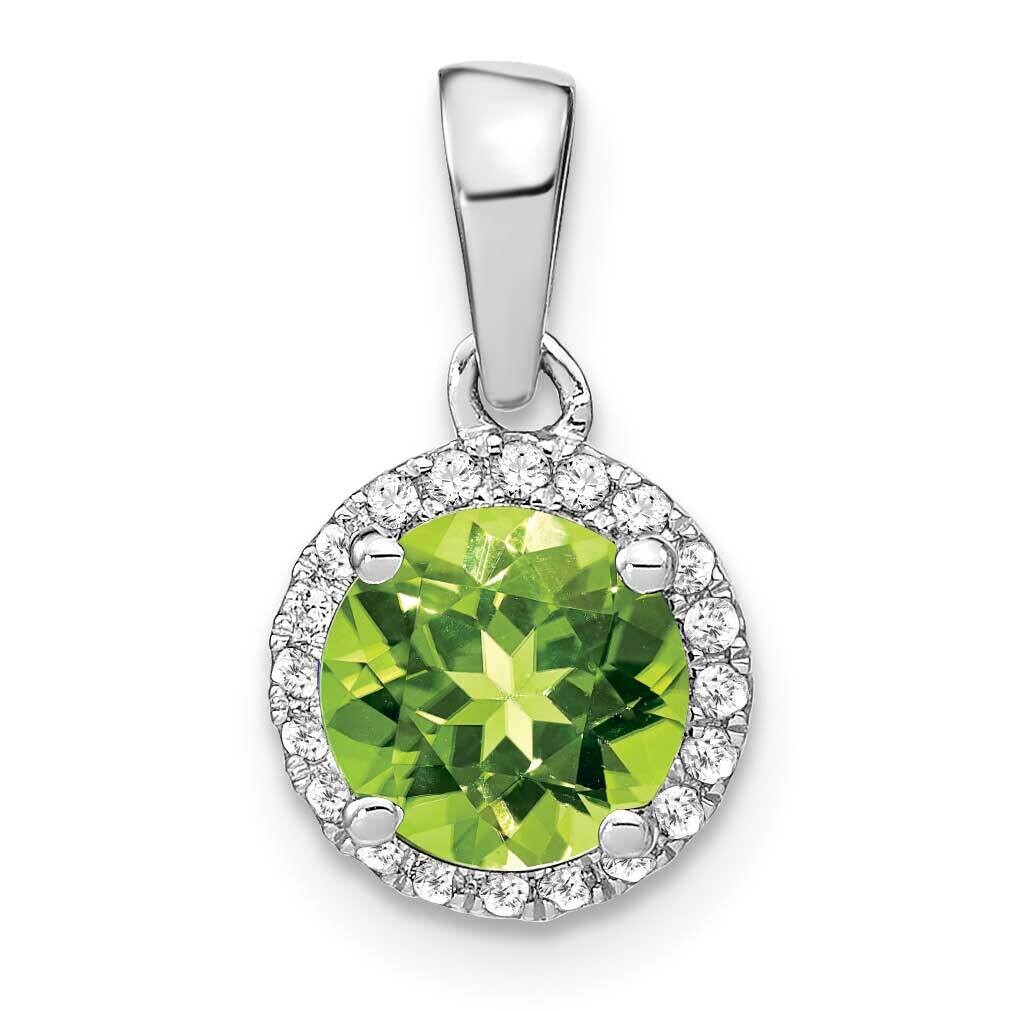 Peridot Diamond Halo Pendant 14k White Gold PM7068-PE-010-WA, MPN: PM7068-PE-010-WA,