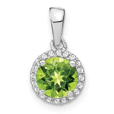 Peridot Diamond Halo Pendant 14k White Gold PM7068-PE-010-WA, MPN: PM7068-PE-010-WA,