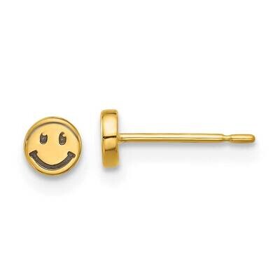 Madi K Black Rhodium-Plated Polished Smiley Face Post Earrings 14k Gold GK1175, MPN: GK1175, 196904…