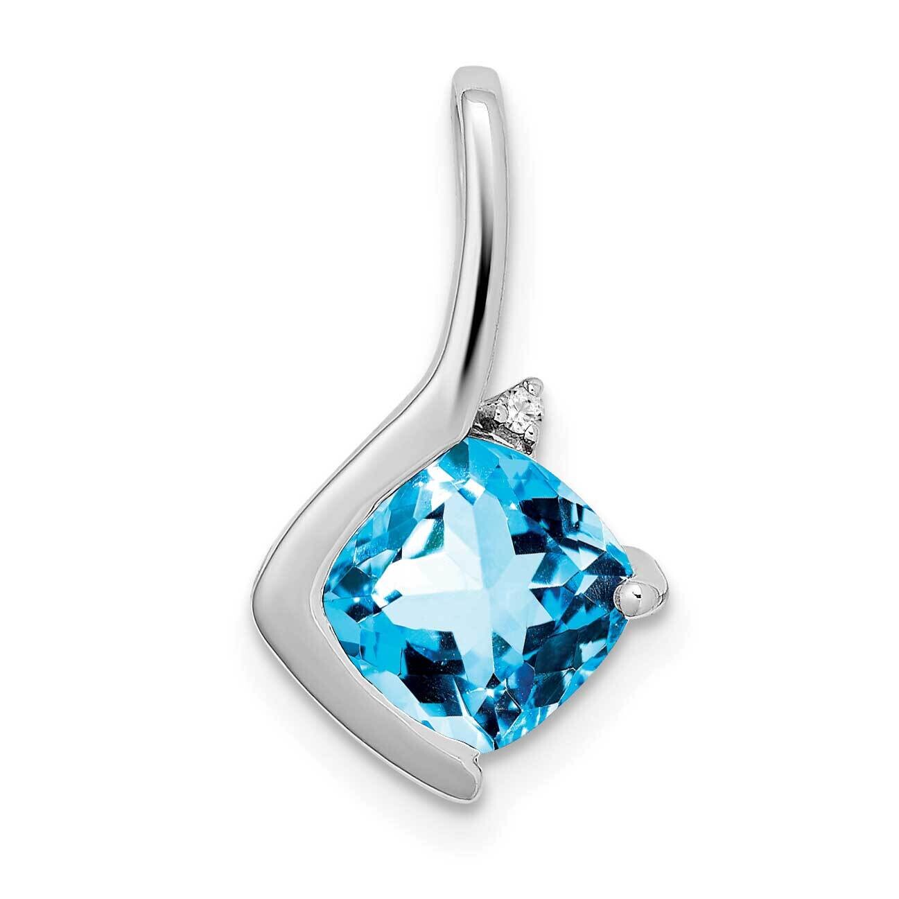 Cushion Blue Topaz Diamond Pendant 14k White Gold PM7046-BT-001-WA, MPN: PM7046-BT-001-WA,