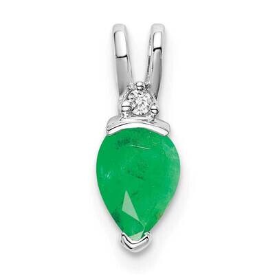 Pear Emerald Diamond Pendant 14k White Gold PM7189-EM-002-WA, MPN: PM7189-EM-002-WA,