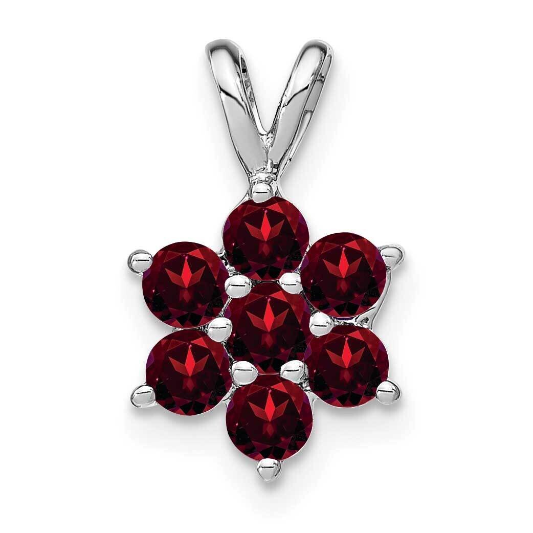 Garnet Floral Pendant 14k White Gold PM7069-GA-W, MPN: PM7069-GA-W,