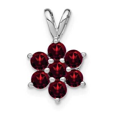 Garnet Floral Pendant 14k White Gold PM7069-GA-W, MPN: PM7069-GA-W,