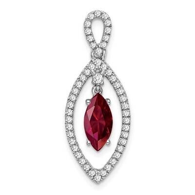 Diamond Created Ruby Chain Slide 14k White Gold PM7110-CRU-031-WLG, MPN: PM7110-CRU-031-WLG, 883957…