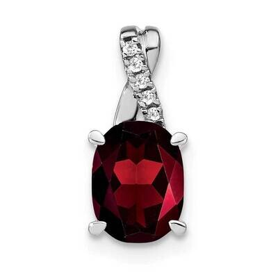 Oval Garnet Diamond Pendant 14k White Gold PM4235-GA-003-WA, MPN: PM4235-GA-003-WA,