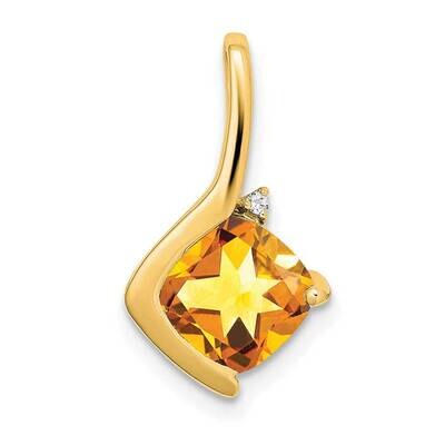 Cushion Citrine Diamond Pendant 14k Gold PM7046-CI-001-YA, MPN: PM7046-CI-001-YA,
