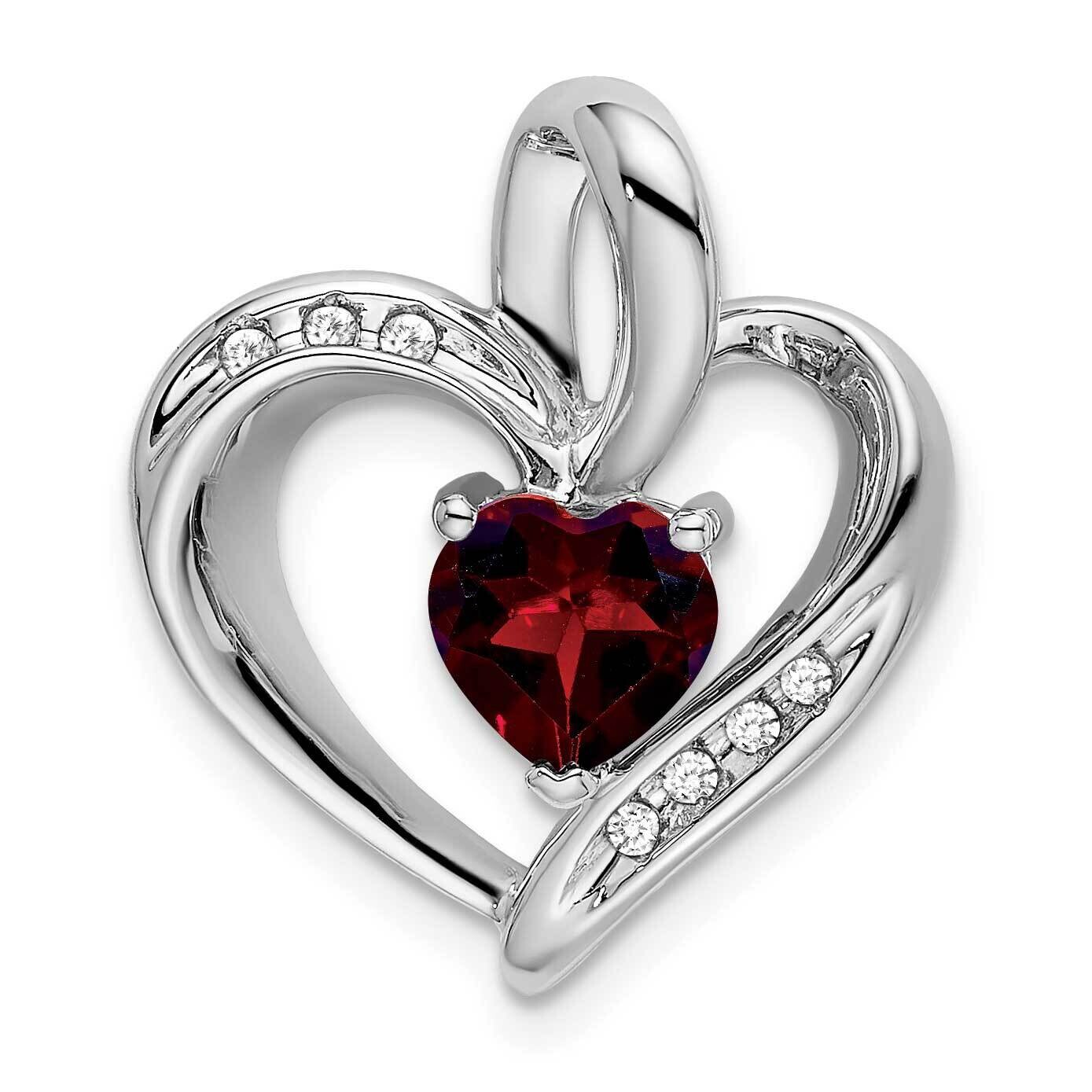 Garnet Diamond Heart Pendant 14k White Gold PM7004-GA-005-WA