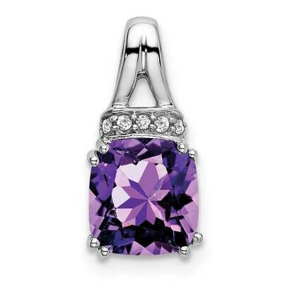 Cushion Amethyst Diamond Pendant 14k White Gold PM7074-AM-004-WA, MPN: PM7074-AM-004-WA,