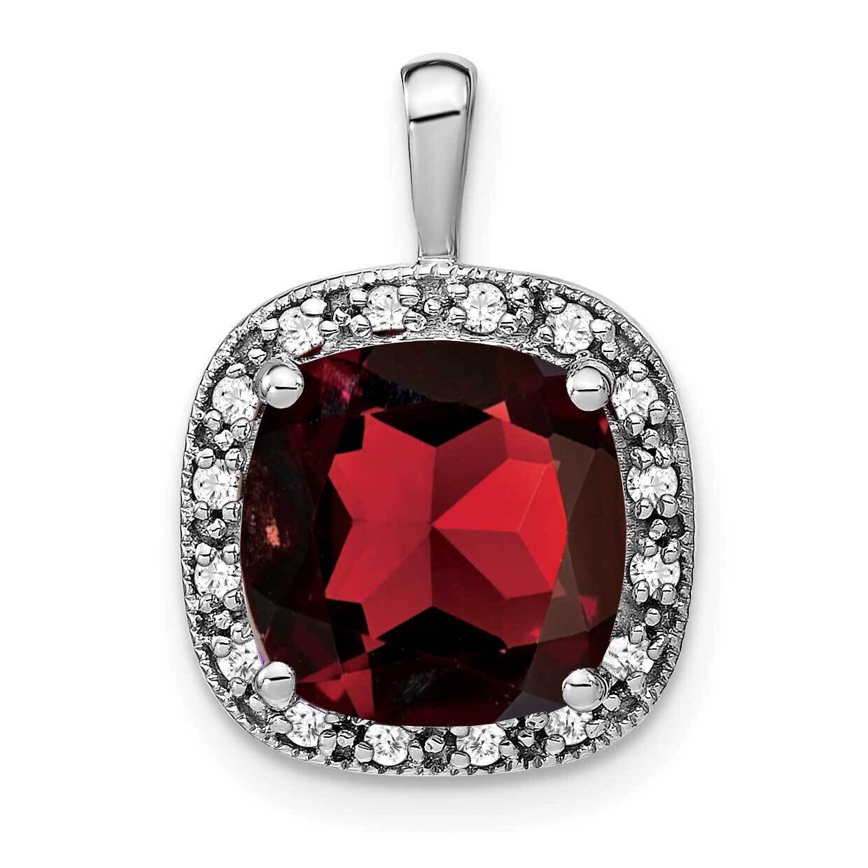 Cushion Garnet Diamond Pendant 14k White Gold PM7044-GA-016-WA, MPN: PM7044-GA-016-WA,