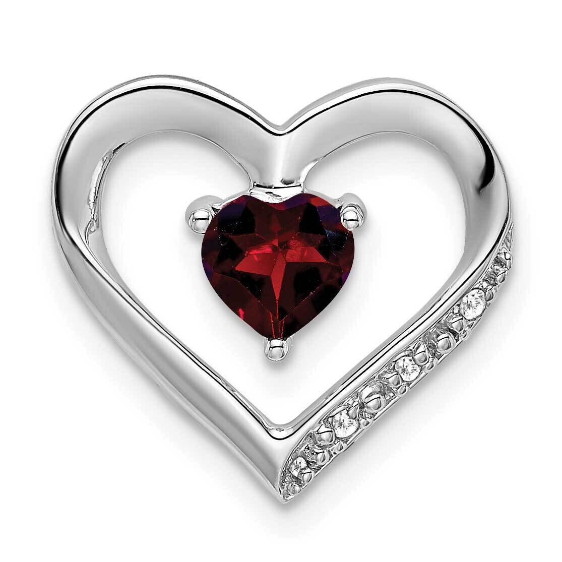 Garnet Diamond Heart Pendant 14k White Gold PM7017-GA-003-WA, MPN: PM7017-GA-003-WA,