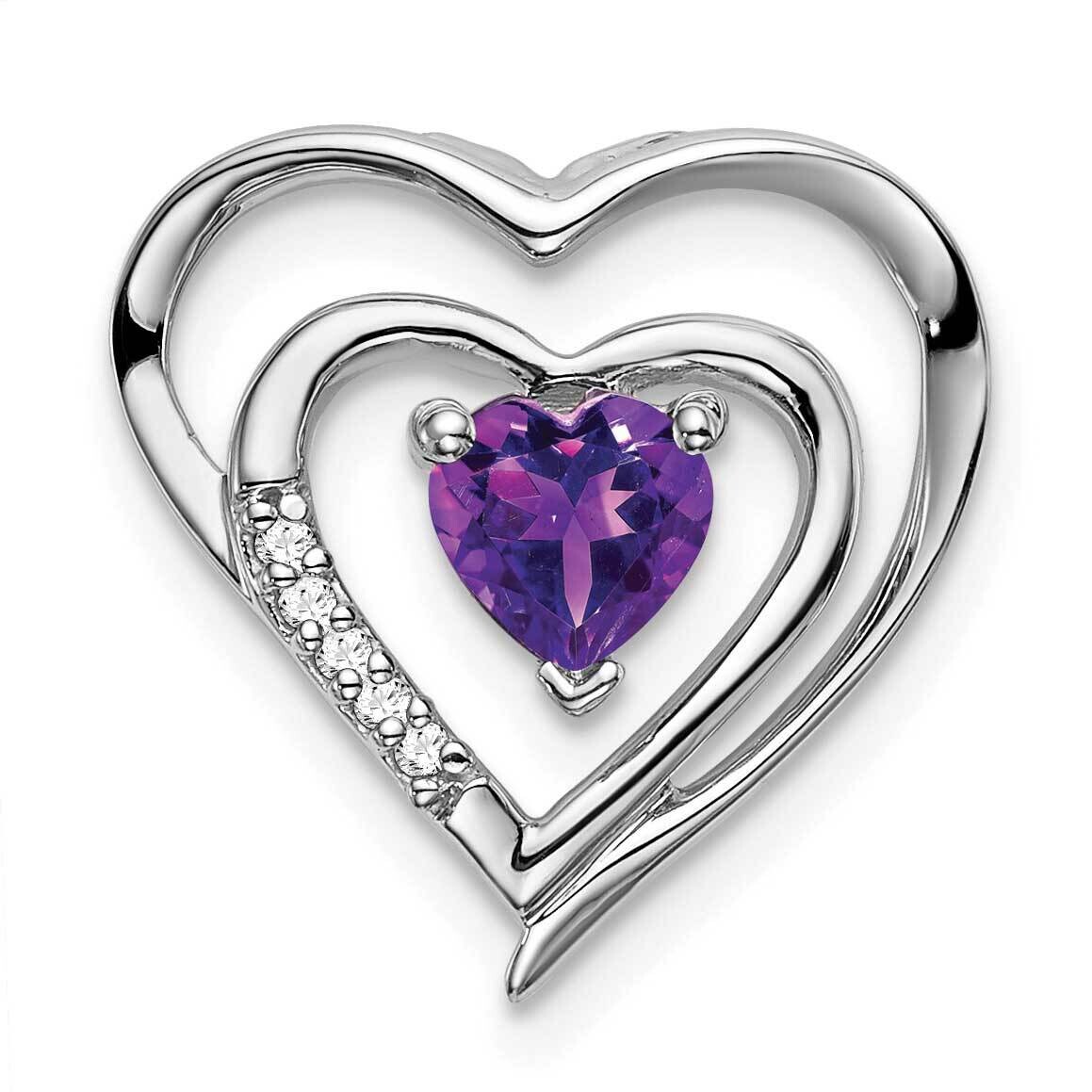 Amethyst Diamond Heart Pendant 14k White Gold PM7016-AM-002-WA, MPN: PM7016-AM-002-WA,
