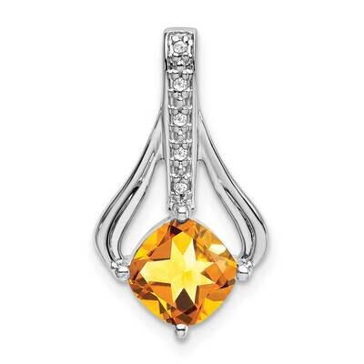 Citrine Diamond Pendant 14k White Gold PM7032-CI-002-WA, MPN: PM7032-CI-002-WA,