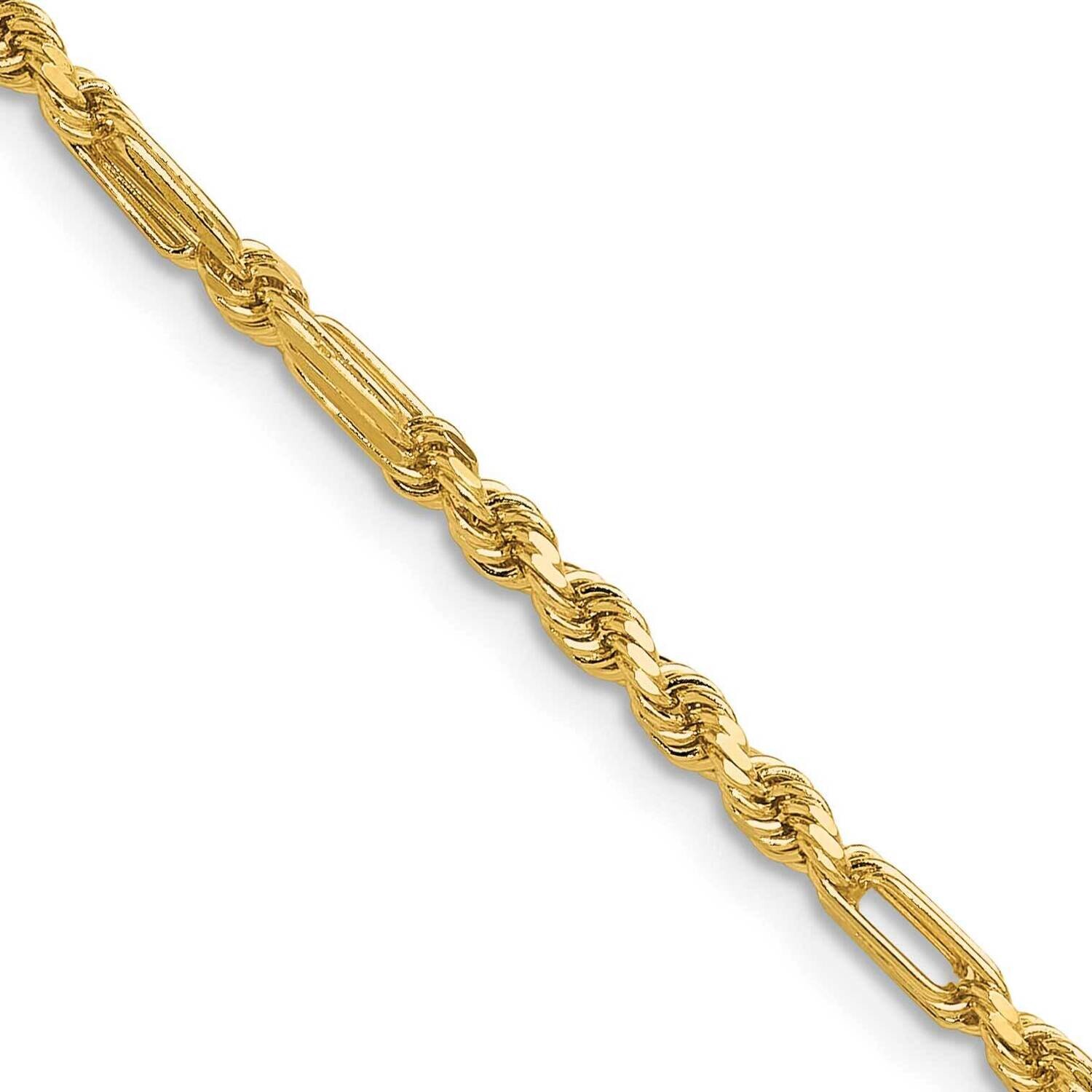 2.75mm Diamond-Cut Milano Rope Chain 24 Inch 14k Gold MIL050-24