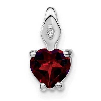 Heart Garnet Diamond Pendant 14k White Gold PM7001-GA-001-WA, MPN: PM7001-GA-001-WA,