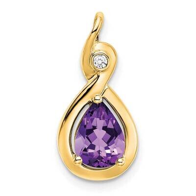 Pear Amethyst Diamond Pendant 14k Gold PM7055-AM-002-YA, MPN: PM7055-AM-002-YA,