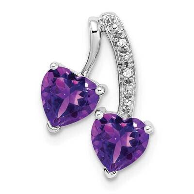 Amethyst Diamond 2-Heart Pendant 14k White Gold PM7008-AM-001-WA, MPN: PM7008-AM-001-WA,