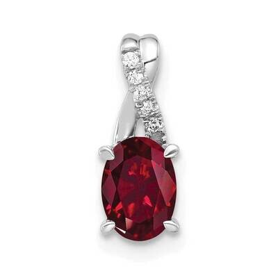 Oval Created Ruby Diamond Pendant 14k White Gold PM4235-CRU-003-WA, MPN: PM4235-CRU-003-WA,
