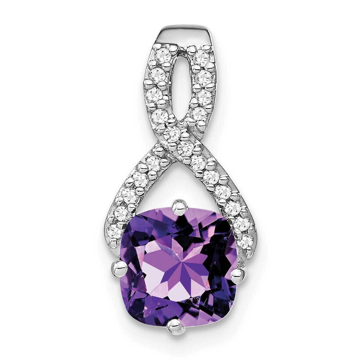 Cushion Amethyst Diamond Pendant 14k White Gold PM7059-AM-010-WA, MPN: PM7059-AM-010-WA,