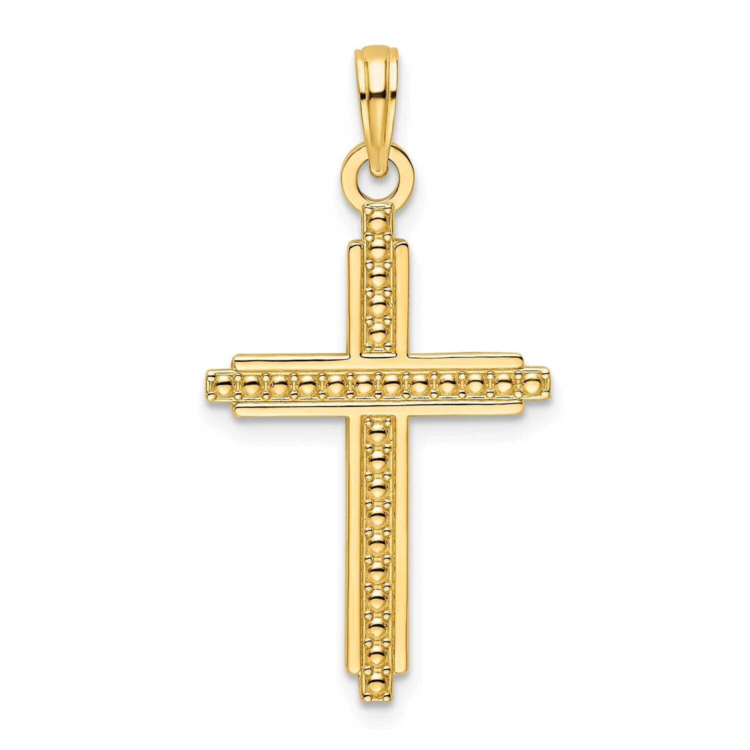 Beaded Cross Pendant 14k Polished Gold K9878