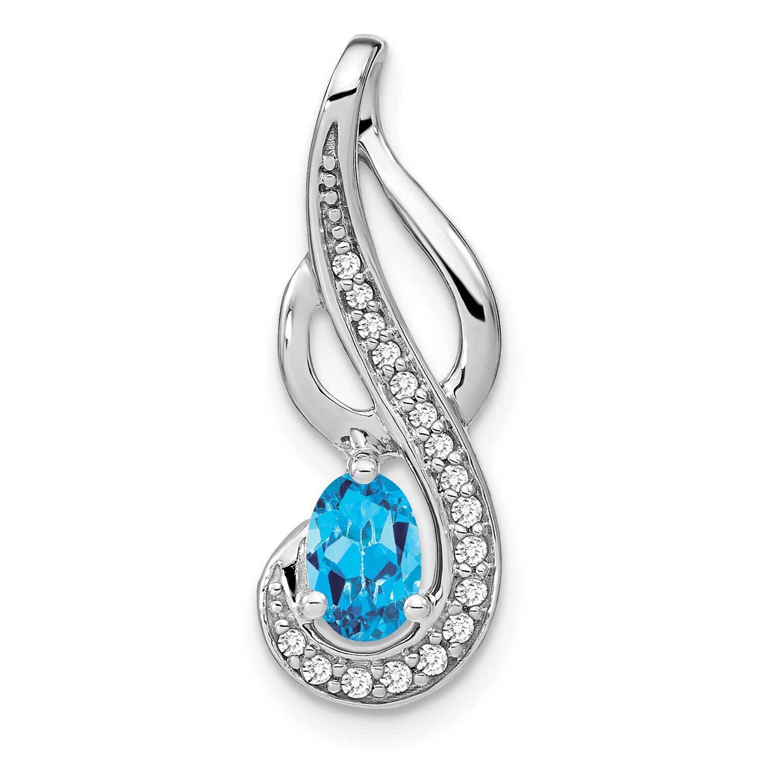 Blue Topaz Diamond Swirl Pendant 14k White Gold PM7042-BT-010-WA