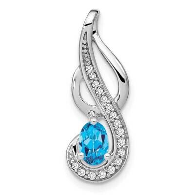 Blue Topaz Diamond Swirl Pendant 14k White Gold PM7042-BT-010-WA, MPN: PM7042-BT-010-WA,