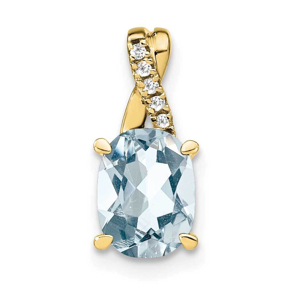 Oval Aquamarine Diamond Pendant 10k Gold PM4235-AQ-003-1YA