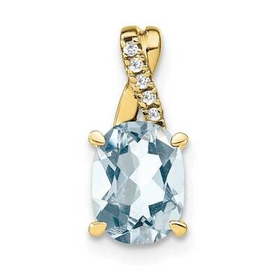 Oval Aquamarine Diamond Pendant 10k Gold PM4235-AQ-003-1YA, MPN: PM4235-AQ-003-1YA,