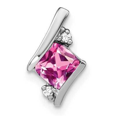 Cushion Cr. Pink Sapphire Diamond Chain Slide 10 Inch 14k White Gold PM7398-CPS-002-WA, MPN: PM7398…